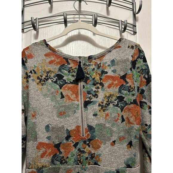 Anthropologie Saturday Sunday Gray Floral Knit Dress Fit & Flare Size Medium - Picture 4 of 16